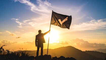 Reaching Goals A Silhouette of Success, Achieving Milestones, and Business Growth