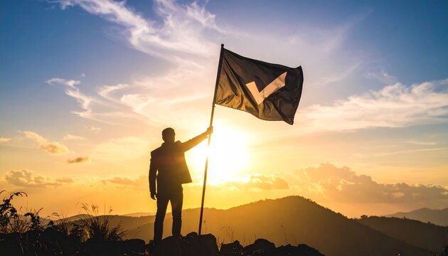 Reaching Goals A Silhouette of Success, Achieving Milestones, and Business Growth