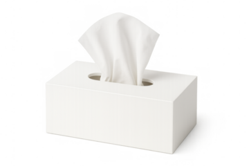 White tissue box extracting soft tissue paper, isolated on transparent background, serving healthcare, hygiene, product design purposes