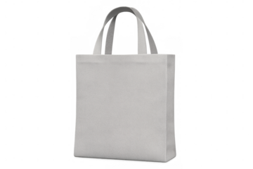 Realistic white shopping bag mockup standing up with transparent background, ideal for showcasing your designs