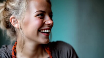 Young woman smile laughter levity happiness portrait cheerful bright face joyful expression natural beauty casual blonde emotion