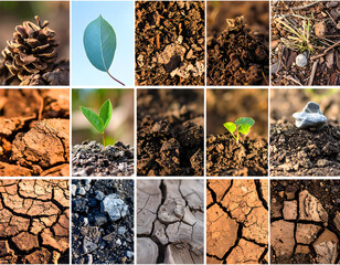 A collage of different natural Earth textures mixed in beautiful abstract background, Generative AI