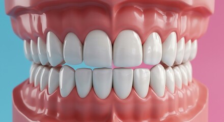 Obraz premium Close-up view of a detailed 3d model of human teeth and gums.