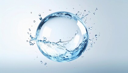 水 玉 飛沫 スプラッシュ 透明感 清涼感 雫 液体 水滴 ブルー 波紋 躍動感 清潔感 泡 動き 球体 フレッシュ エネルギー 流れ 潤い 自然