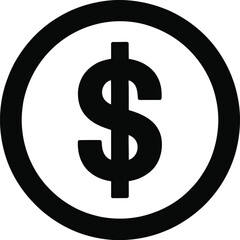 Obraz premium Dollar sign icon in black circle represents finance, currency, and economic transactions.