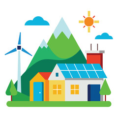 Mountain lodge powered by hybrid energy sources using wind and solar technology