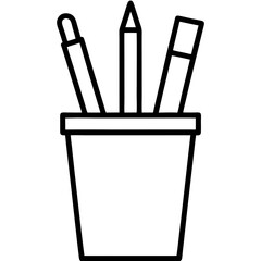 Pen holder line art vector illustration 