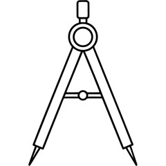 Drawing compass line art  vector illustration 