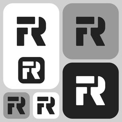 Fototapeta premium A bold, modern monogram featuring the letters FR, blending into a minimalist, stylish, and trendy symbol. This logo is perfect for a fashion label or personal branding.