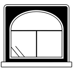 Classroom window line art  vector illustration 