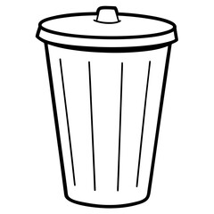 Trash bin line art vector illustration 