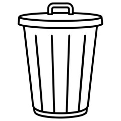 Trash bin line art vector illustration 