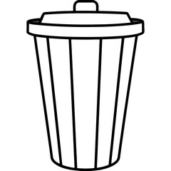 Trash bin line art vector illustration 