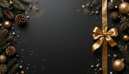 Christmas background images with gold ribbons and decorations, templates, anniversaries, religion, winter, banner textures advertising posters