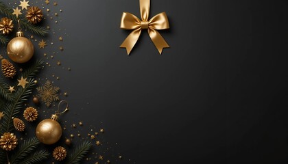 Christmas background images with gold ribbons and decorations, templates, anniversaries, religion, winter, banner textures advertising posters