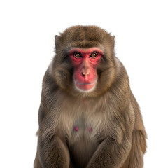 Obraz premium Japanese macaque monkey face portrait isolated on transparent background