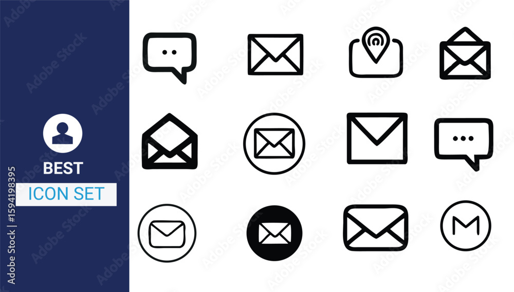 Fototapete a vector set of geometric shapes surrounds a mail envelope icon,email envelope icon vector illustrat