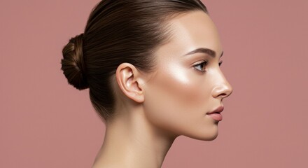 Beautiful woman profile studio shot