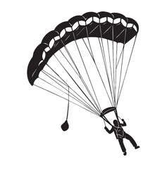 silhouette image of a skydiver with a transparent background