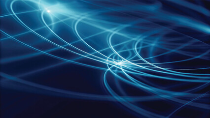 Obraz premium A flowing blue wave pattern creates an abstract, energetic background design with a light, textured gra