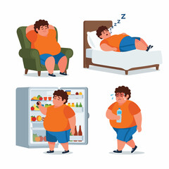 Man Living Sedentary Lifestyle with Poor Habits