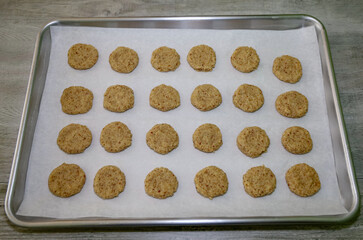 Low carb Keto Mexican wedding cookie dough on cookie sheet ready to be baked.