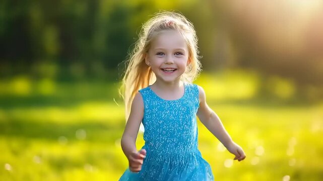 Happy child running outdoors