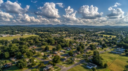Suburban development in rural Tennessee showing freshly built