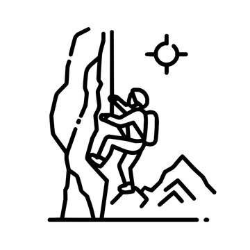 climber scaling rock face black line art clip art preview