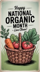 Celebrate organic freshness with a charming vintage greeting card for National Organic Month and promote clean living. National Organic Month