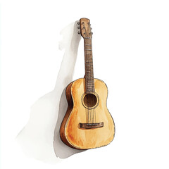 Fototapeta premium a cute acoustic guitar with wooden texture