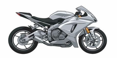 Sleek Motorcycle Side View Vector Illustration