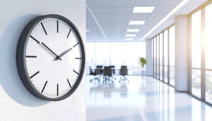 Office clock showing time with concept of work, deadline, and business meeting and time management.