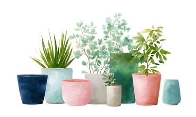 Fototapeta premium Stylish pots with vibrant plants in natural settings. flower pots.