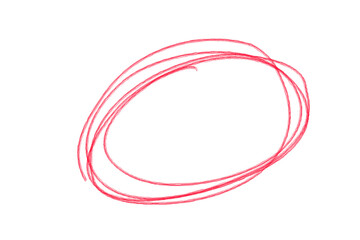 Red hand-drawn scribble circle
