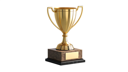 Golden Trophy on Marble Base for Achievement and Recognition