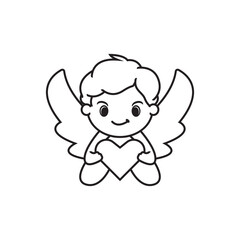 cupid icon set. love and valentine's day symbol. Cupid shooting arrow. isolated vector black silhouette image