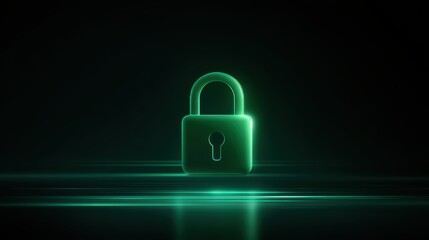 Green Lock Security: Data Protection & Cyber Safety Icon