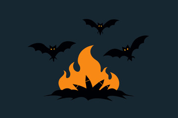 Fototapeta premium palm tree skulls bats tropical halloween theme vector illustration