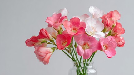 Obraz premium Pink Freesia Flowers Bouquet - Spring Floral Beauty