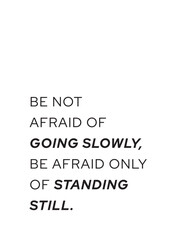 Obraz premium Fear Not Going Slowly, Fear Standing Still. A profound motivational quote encouraging continuous progress, no matter the pace, and warning against stagnation