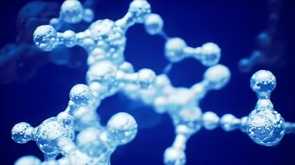 Render of translucent spheres joined together on a blue gradient background