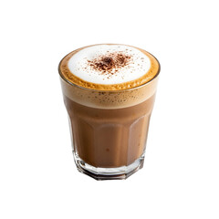 Deliciously Frothy Cappuccino in Glass Cup.