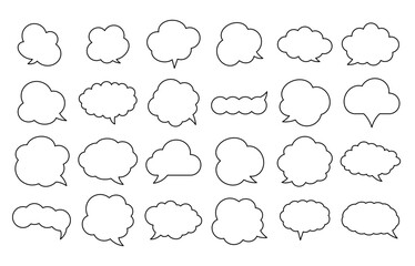 Fototapeta premium Thought bubble thinking cloud outline vector icon set for apps and websites