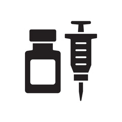 Syringe icon set. Vaccine injection icon. Syringe and medicine shot symbol. Icon symbol for drug, syringe collection, vaccine, ampoule. Vector illustration