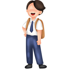 Smiling Muslim School Boy with Books