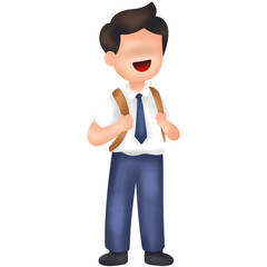 Smiling Muslim School Boy with Books