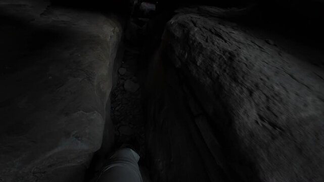 Caving Adventure Entering Hummingbird Tunnel Cave - Action Camera Simi Valley California USA