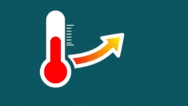 Rising temperature depicted via thermometer and upward arrow icon