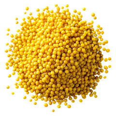 Yellow Mustard Seeds on Transparent Background for Culinary Use